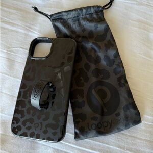 Black Leopard Print Lefty Loopy iPhone 14 Case